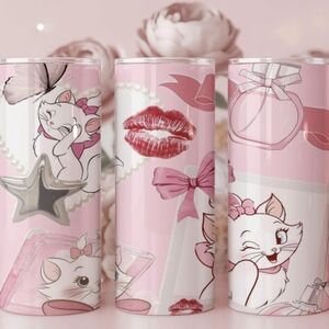 Cute Pink Cat-Themed Tumbler Aristocats